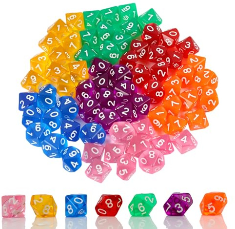 70 dadi poliedrici, 10 pagine per giochi di ruolo, RPG/MTG/D&D, Board Game e Card Game, acrilico traslucido, per collezione, accessori di gioco di ruolo e attività di intrattenimento
