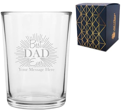 Personalised Engraved Short Islington Pint Glass, Best Dad Ever Design, Custom Message, Laser Engraved, Gift Box Included, Bespoke Keepsake for Any Occasion