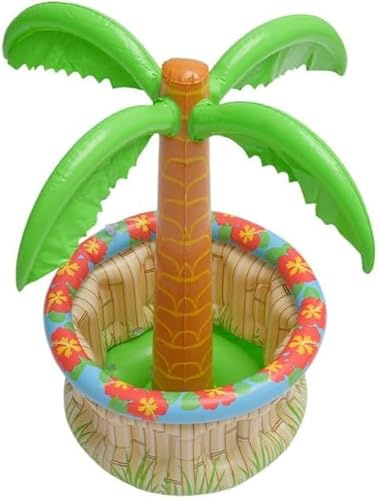 70 cm Aufblasbare Palme mit Getränkekühler – Strandparty & Mottoparty Deko – inkl. Aufblasbarem Getränkehalter – Poolbar Zubehör für Pool, Strand & Garten