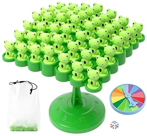 Generiskt balans-trädspel – 17 x 14 cm (50 grodor, 1 set) ABS-leksak | förälder-barn interaktiv balans-brädspel, pedagogisk hand-öga-koordinationsträning för barn i skolklas