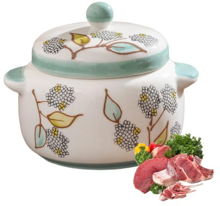 Ciotole for zuppa di cipolla in ceramica, tazza for zuppa con manici e coperchio, pentole for zuppa giapponese for stufato, for dessert, farina d'avena, ramen, microonde(500ML)