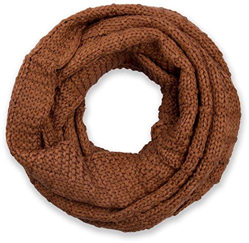 StyleBREAKER Fular de Tubo a Cuadros, Chal de Punto Fino Monocolor de Invierno, Unisex 01018154, Color: Coñac