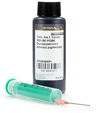 100 ml skrivarbläck svart kompatibel för Canon PGI-580 bläckpatroner med tillbehör (ingen OEM) för Canon Pixma TR 7520, 7550, 8520, 8550, TS 6120, 6127, 6150, 8126, 8150, 8151, 8152, 9150, 9150, 9150, 9150, 9150, 9155