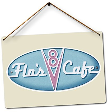 WTF | Flo's Cafe | Twine - Metal Wall Sign Plaque Art Inspirational