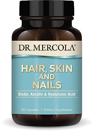 Dr. Mercola Haare, Haut und Nägel, 30 Kapseln (30 Portionen), mit Biotin, löslichem Keratin und Hyaluronsäure mit niedriger Dichte, nicht GVO, glutenfrei, Sojafrei