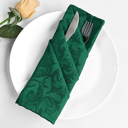 Trimming Shop Kitchen Dining Table Napkins [10 Pack, Green] 20 x 20 100% Polyester Premium Quality, Hemmed Edges, Washable Reusable Dinner Cloth Napkin for Home Restaurant Wedding Christmas Party