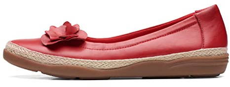 Clarks Ballerines Plates Elaina Jade pour Femme, Cuir Rouge Cerise, 11 US Wide