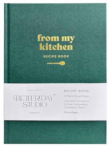 Betterday Studio Libro di ricette con 50 spazi per ricette, diario di ricette, diario di ricette, regalo per buongustai, libro di cucina, regalo per cucina, diario per ricevute (verde foresta)