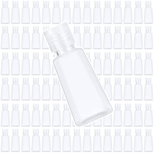 JAPCHET 100 PCS 30ml Plastic Travel Bottles with Flip Cap, 1oz Clear Flip Top Bottles, Small Portable Containers for Travel