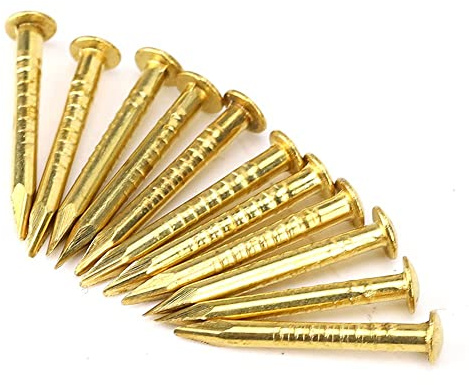100 Clavos de Latón, Clavos de Roseta de Latón, Pasadores de Roseta, Cabeza Redonda, Clavo de Latón para Madera, Marco de Fotos, Espejo Colgante, Bisagras de Muebles, Accesorios (15 mm de largo)