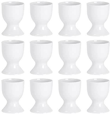 Argon Tableware Classic White Egg Cups - Pack of 2 - Modern Style Breakfast Brunch Easy Clean Hard Soft Boiled Eggs Dipping Holder Stand for Breakfast, Brunch