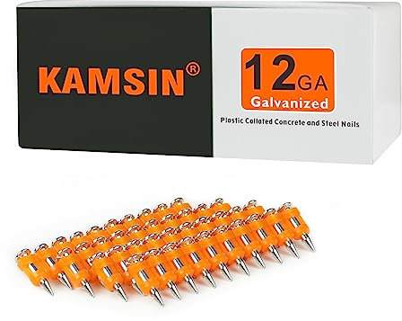 KAMSIN SD-19 calibre 12 de 3/4 pulgadas de longitud, vástago liso galvanizado mecánico de plástico y clavos de acero, clavos de accionamiento, clavos de gas para clavadoras de marco de hormigón a gas