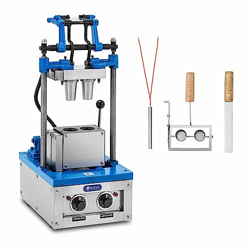 Royal Catering RC_WMS_10 - Piastra per waffle per waffle, 50-60 cialde/h 55 x 70 mm 2100 W per waffle gelato