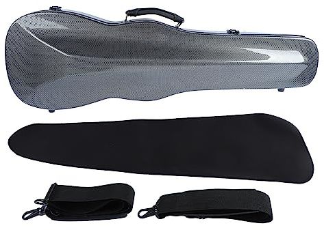 Violin Box Carbon Fiber, Lightweight Portable Hard Violin Case Replacement with Hygrometer Straps (Silver Grey)