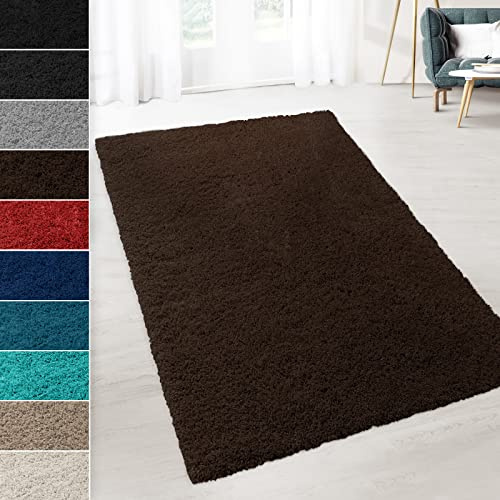 Floordirekt Shaggy-Teppich Prestige | Erhältlich in vielen Farben & Größen | Strapazierfähig und pflegeleicht | Flauschiger Hochflor-Teppich der Extraklasse (Braun, 80 x 150 cm)