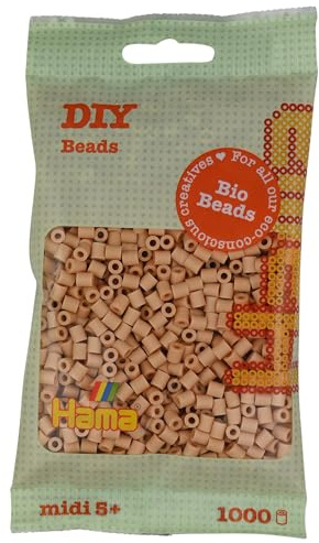 HAMA Bolsa de perlas midi Bio | Aprox. 1000 cuentas fusibles para manualidades y mosaicos | Perlas de fusión para niños creativos 5+ | Juego de arte y decoración | Beige