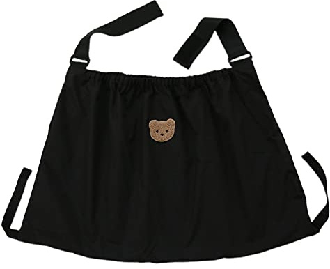 Shurzzesj Stroller Organizer Bag, Bear Pattern, Multifunctional, Large Capacity, Black, Nylon Tarpaulin