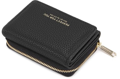 Portafogli donna piccolo, Borsellino piccolo con grande capacità, Elegante Portafoglio donna con grande tasca portamonete 33-Nero