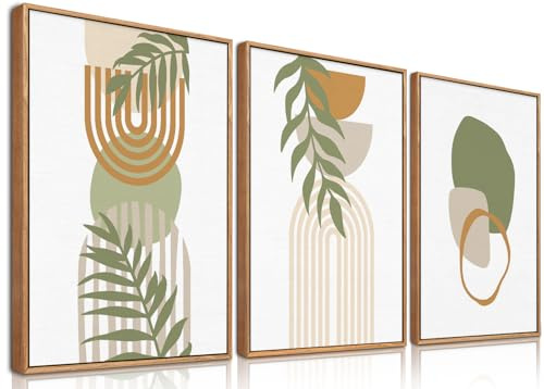 BINCUE Boho Wandkunst,Boho abstrakte Poster,Mitte Jahrhundert,Moderne Leinwand Wanddekoration, geometrisches Bohemian Wandbilder,Blatt Leinwand Kunst Druck Wohnzimmer Schlafzimmer Büro 30x40cm *3