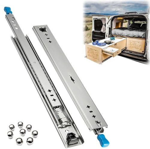 Schubladenschienen Schwerlast,Schwerlast-Vollauszug-Kugellager Schubladenführung, Belastbar Bis 120 Kg, Mit Lock-in/Out Einrastfunktion, 3-teiliges Schubladenauszüge, 1 Paar(1500mm/60inch)(25cm(10in))