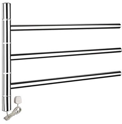 OZBMA Scaldasalviette Elettrico a Parete in Acciaio Inox Girevole a 180° Scaldasalviette Elettrico a Basso consumo Radiatore per Bagno