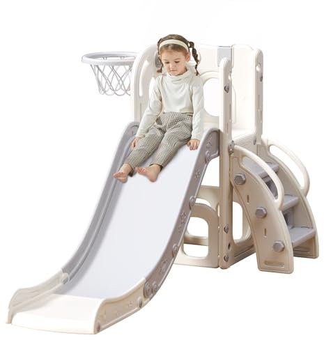 UBRAVOO 4 in 1 Scivolo per Bambini Scivolo Pieghevole Gradini Antiscivolo Facile da Montare Scivolo da Interno e da Esterno Per Ragazzi e Ragazze da 1 a 6 anni. (Bianco-1)