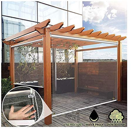 Persianas enrollables impermeables para exteriores con ojales resistentes al viento para cenadores, panel lateral de PVC transparente, servicio de bricolaje, 1,35 x 1,6 m