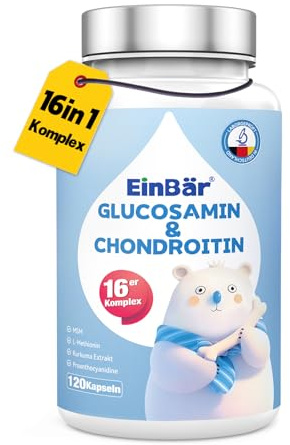 16 in1 Gelenk-Komplex – 1500 mg täglich mit Glucosamin, Chondroitin, MSM, Kollagen, Kurkuma, Vitaminen C, D3, K2 & Zink – Für Knorpel, Knochen & Bindegewebe