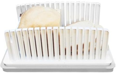 Affettatrice per pane tostato fatto in casa, tagliapane spesso, tagliere regolabile per formaggio, prosciutto, panini, strumento di taglio facile da usare, fette precise, colore bianco