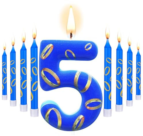 5th 4th 6th Cake Topper, 13 PCS Cartoon Cake Decorations Birthday Number 5 Cupcake Birthday Party Cake Decorations Supplies for (5 Year)
