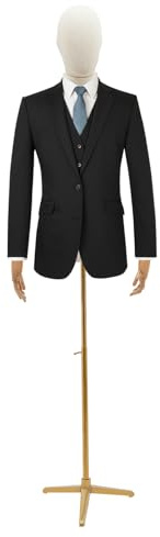 Männliche Kleiderform Schneiderbüste Herrentorso Figur Büste Schaufensterpuppe Höhenverstellbar Mannequin Kleiderpuppe für Bekleidungsgeschäfte Schneidereien (Leinen+Gold, 53-76in)