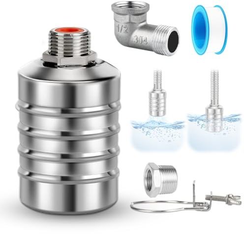 Valvola a galleggiante da 1/2 o 3/4, regolazione automatica del livello dell'acqua, regolabile in acciaio inox 304, interruttore galleggiante regolabile per serbatoi d'acqua, valvola di riempimento