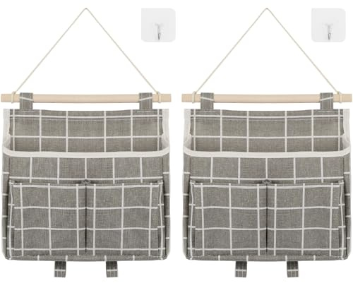 Prmape 2 Stück Hängeorganizer Bad Graue Gitter, Hohe Kapazität Hängend, Wand Organizer für Zuhause/Schule/Büro/Geschäft/Wohnmobil/Zelt