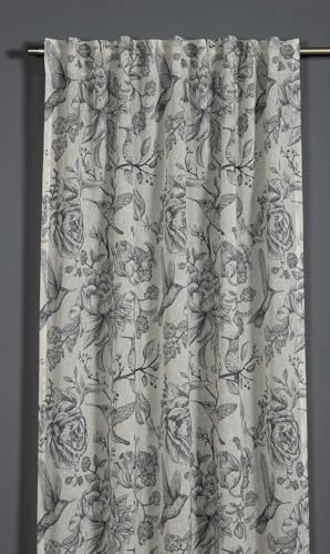 Sehlbach Tenda pronta per l'uso con fettuccia, Stampa fauna all-over, Grigio, 135 x 245 cm, Tessuto opaco, Sospensione flessibile, Certificato Oeko-Tex, Nastro accorciante incluso