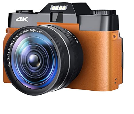 Appareil Photo numérique 48MP 3quot; Flip Screen 4K Selfile Camcorder Stream Macro Lens Enregistreur vidéo Photographie 16X Appareil Photo numérique Cadeau pour débutants(NO TF Card,with 2 Lens-02)
