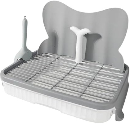 KiBcsLic Toilette per Cani Vassoio Igienico Addestratore per Cuccioli Orinatoio Anti Schizzo Facile da Smontare E Pulire in PP Resistente Adatto per Cani di P, 47cm Grigio 14mm