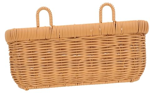 Garneck Wall Hanging Woven Basket for Home Storage Large Brown Hanging Basket with Handle Space Saving Organizer for Onions Garlic Fruits Vegetables and Bread Handwoven Container