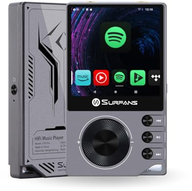 Surfans Lettore musicale F20 Pro Android Hi-Res con Dual ESS9018 DAC, DSD512, supporto Spotify e Tidal, WLAN e BT LDAC, 4,4 mm bilanciato (500 mW), espandibile fino a 1 TB, touchscreen MP3 DAP (grigio