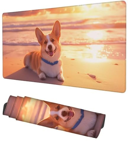 Alfombrilla Ratón Perro Mouse Pad 1200x600x3mm Alfombrilla Gaming Atardecer Desk Mat, Protector Escritorio, Accesorios Gaming, Mejora Precisión y Velocidad, para PC Gamer, Portátil, Oficina, f-84