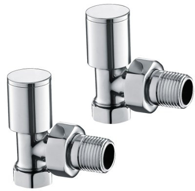 iBathUK Prima Thermostatic Radiator Valve,Round Angled Radiator Valve Pair, Central Heating,Tower Rail Valve- Chrome (Set of 2)