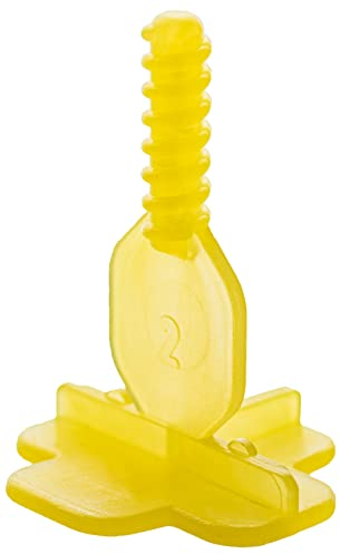 Brunoplast NIVIFIX 250 x T – Linguette filettate gialle, sistema di livellamento piastrelle da 2 mm, distanziatore da 2 mm, per la posa di piastrelle da parete e pavimento, aiuto per la posa di