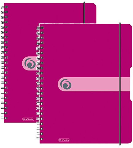 Herlitz 11293073 Spiralblock A4 to go, Holzfreies Papier, 80 Blatt (2er Pack A4, beere)