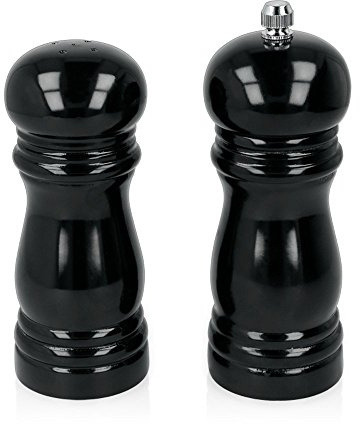Metaltex 586047038 Pfeffermühle-Salzstreuer Set in lackiert, Holz, Schwarz, 10 x 5 x 13 cm