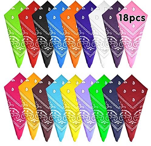 FEPITO 18 Stück Paisley Bandanas Verschiedene Cowboy Bandanas Unisex Neuheit Print Head Wrap Schal Armband für Frauen und Männer
