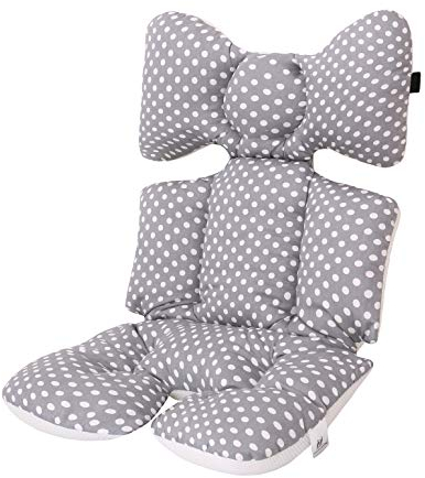 Universale Sitzauflage Sitzeinlage Babyschale Sportsitz Sitzpolster Baumwolle Atmungsaktiv für kinderwagen Buggy (Grauer Punkt)