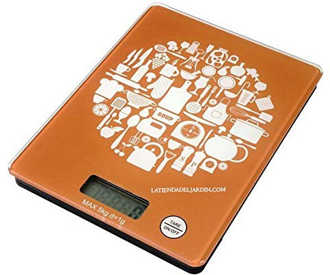Suinga Bilancia da cucina a LED con capacità fino a 5 kg e graduazione di 1 grammo, dimensioni 15,2 x 20 cm, colore arancione