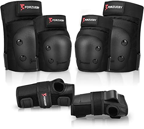 Forzueby Knieschoner, Ellbogenschützer und Handgelenkschützer für Erwachsene&Kinder Protektoren Set, 6 in 1 Schutzausrüstung zum Inliner Skaten, Skateboarden, Scooter Fahren, BMX usw.