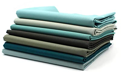 VmG-Store 7x 1,5m x 0,5m Baumwollstoff Set 148cm Breite Uni 100% Baumwolle 10,5m Material Auswahl Patchwork (Grün 2, 7er Set)