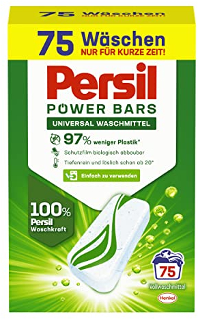Persil Power Bars Universal Waschmittel (75 Waschladungen), vordosiertes Vollwaschmittel in nachhaltiger Verpackung, für hygienisch reine Wäsche bereits ab 20° C