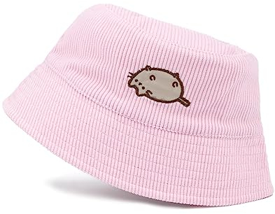 Pusheen The Cat Fischerhut für Damen | Erwachsene Damen Teens Karikatur Katze Tier Einheitsgröße Rosa Kordel Sommer Sonnenhut | Merchandise Geschenke